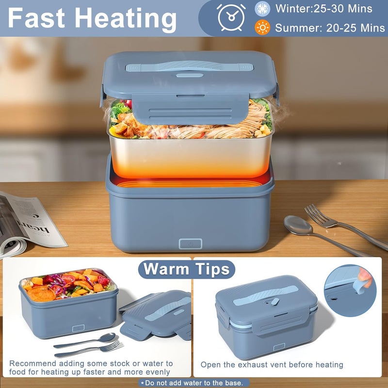 Akhia Electric Lunch Box Food Heater, 1.8L/61oz Heated Lunch Box for Adults Work Car/Truck Home, 100W Food Warmer Heating Lunch Box with Removable Container, 12V/24V/110V/220V - Image 5